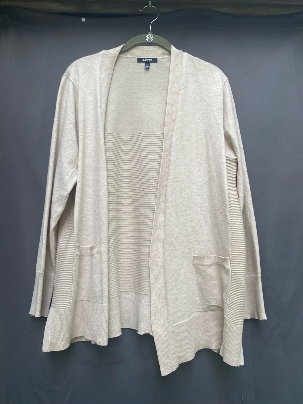 Apt. 9 Light Beige Open-Front Ribbed Cardigan